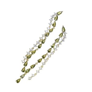 Brass Teardrop CZ Tassels Stud Earrings