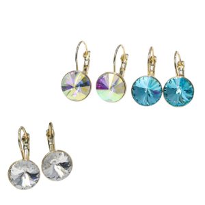 23x13mm Brass Circle Stone Hoop Earrings