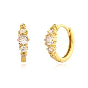 11.3mm 925 Silver Zircons Hoop Earrings