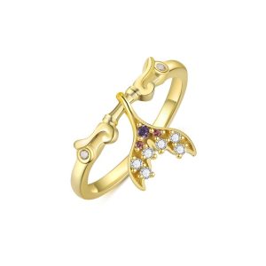 925 Silver CZ Ginkgo Leaf Ring