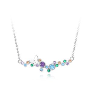 925 Silver Dopamine CZ Butterfly Choker Necklace