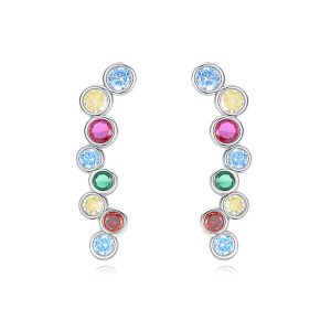 925 Silver Dopamine CZ Stick Stud Earrings