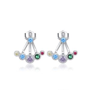 925 Silver Dopamine CZ Stones Stud Earrings