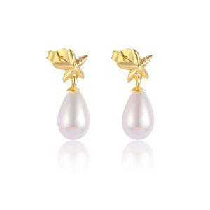 22mm 925 Silver Pearls Star Stud Earrings