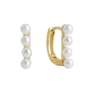 12.7mm 0.03 Micron Plated 925 Silver Pearls Hoop Earrings