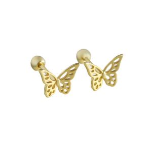 8.5mm 925 Silver Hollow Butterfly Screwing Ball Stud Earrings