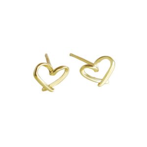 7.9mm 925 Silver Hollow Heart Stud Earrings