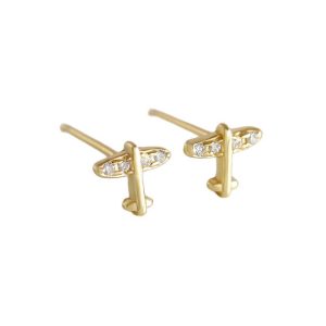 6mm 925 Silver Diamonds Plane Stud Earrings