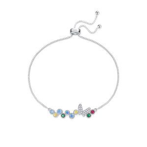 925 Silver Dopamine Sugar CZ Butterfly Charm Bracelet