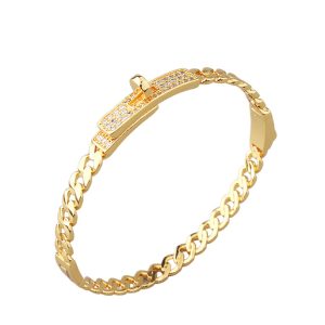 Women's Brass Diamonds Belt Knot Hinged Bracelet