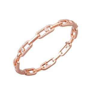 7mm Brass Hollow Diamonds Oval Links Hinged Bracelet