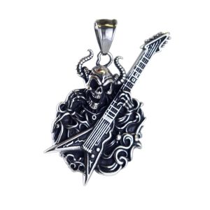 Punk Style Stainless Steel Guitar Skull Pendant