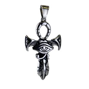 Viking Style Stainless Steel Horus Eyes Cross Pendant