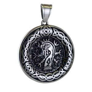 Viking Style 48mm Stainless Steel Life Tree Circle Pendant