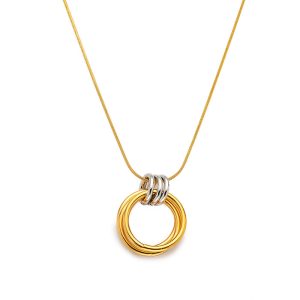 Women's 20mm Stainless Steel Rings Pendant Necklace