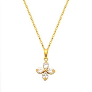 11mm Stainless Steel Crystals Flower Pendant Necklace