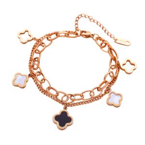 Women's Stainless Steel Shell Clovers Chain Bracelet