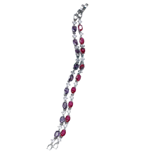 Brass Purple Red Oval Ruby Stones Bracelet