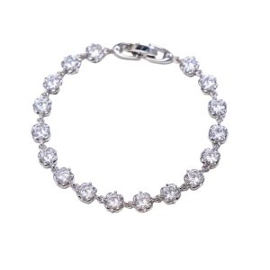 Brass White Green Geometric Stones Bracelet