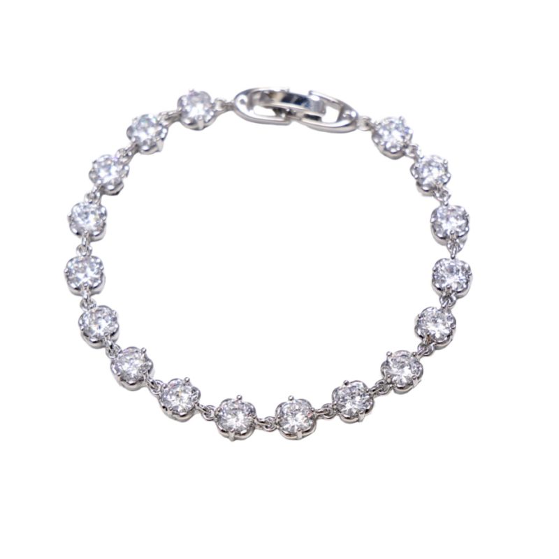 Brass White Green Geometric Stones Bracelet