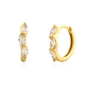 11.4mm 925 Silver Eye Diamonds Hoop Earrings
