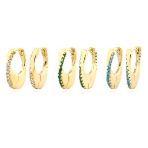 14.6mm 925 Silver Colored Diamonds Hoop Earrings