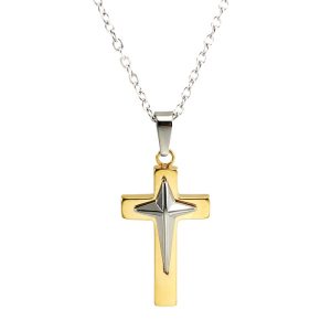Men's Split Colors Stainless Steel Cross Pendant Necklace