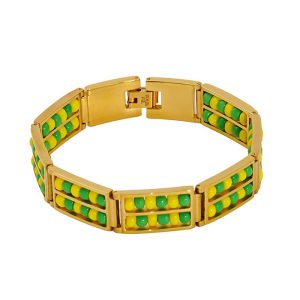 37.5g Heavy Stainless Steel Colored Stone Beads Bracelet