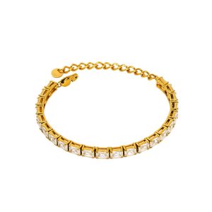 WomenStainless Steel 4x6mm Diamonds Bracelet