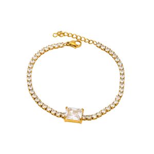 Stainless Steel Geometric Diamonds Stone Bracelet