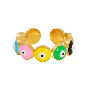 INS Style Stainless Steel Enamels Eye Emotion Ring