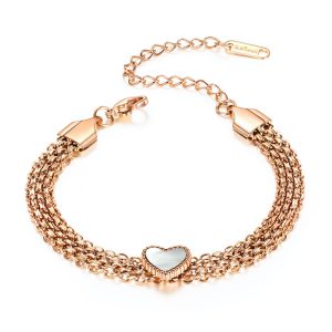 Women's Stainless Steel Shell Heart Chain Bracelet