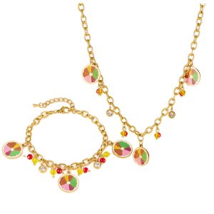 Stainless Steel Lemon Charms Necklace Bracelet Set