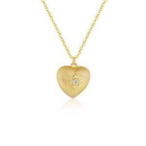 24k Gold-plated 3.55g 925 Silver CZ Heart Necklace