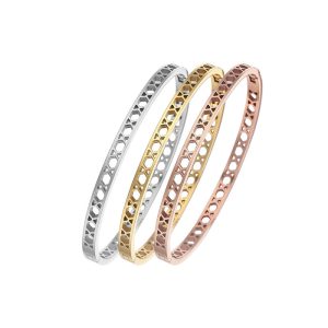4mm Stainless Steel Hollow Hexagons Hinged Bangle