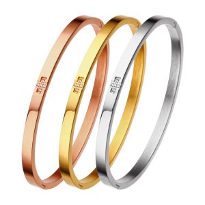Stainless Steel Crystals Cross Hinged Bracelet