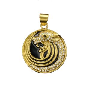 Men's Hiphop Stainless Steel CZ Tiger Head Pendant