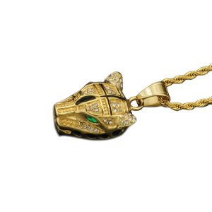 Men's Hiphop Stainless Steel CZ Leopard Head Pendant
