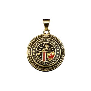 Men's Stainless Steel Enamel Cross Shield Pendant