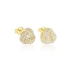9mm 925 Silver CZ Love Knot Stud Earrings