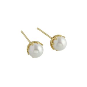 6.8mm 925 Silver Pearl Ball Stud Earrings