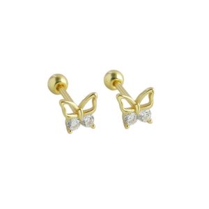 5.7mm 925 Silver Diamonds Butterfly Stud Earrings