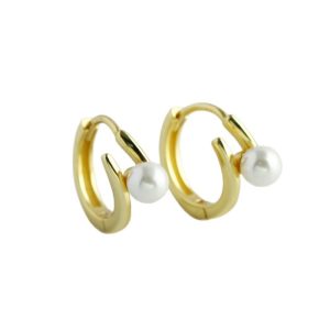 16mm 925 Silver White Pearl Hoop Earrings
