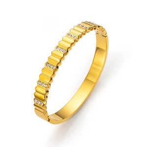 Stainless Steel 8mm Diamond Rhombus Hinged Bracelet