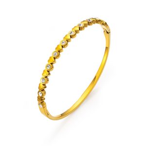 Stainless Steel 4mm CZ Hearts Hinged Bracelet
