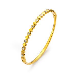 Stainless Steel 4mm CZ Crosses Hinged Bracelet