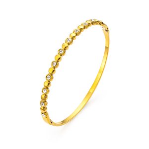 Stainless Steel 3mm CZ Circles Hinged Bracelet