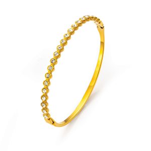 Stainless Steel 3mm Round Diamonds Bracelet