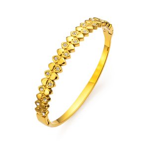 Stainless Steel 6-10mm Diamond Hearts Bracelet
