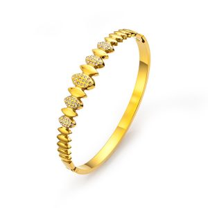 Stainless Steel 6-10mm Diamond Eyes Hinged Bracelet
